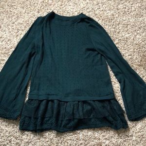 Lace peplum top with bell sleeves